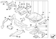 Дополнит.элементы пола багажника для BMW E46 320d M47N (схема запасных частей)