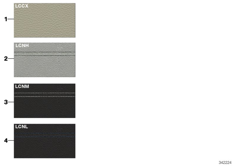 Страница с образцами, цвета кож.обивки для BMW E92N 330xi N53 (схема запчастей)