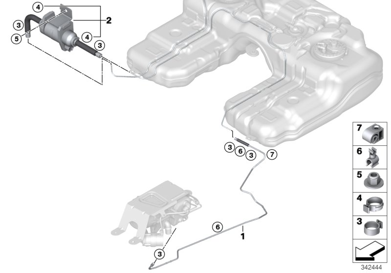 Система подачи топлива/насос/трубопровод для BMW F15 X5 35iX N55 (схема запчастей)