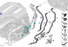 Шланги охлаждающей жидкости для BMW F15 X5 35iX N55 (схема запасных частей)