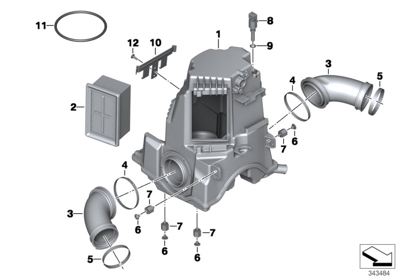 Глушитель шума всасыв./сменн.эл.фильтра для BMW K33 R nineT Urban G/S (0J41, 0J43) 0 (схема запчастей)