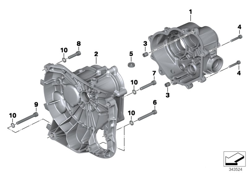 картер коробки передач для BMW K25 R 1200 GS 10 (0450,0460) 0 (схема запчастей)