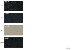 Страница с образцами, цвета обивки для BMW F21 116d N47N (схема запасных частей)