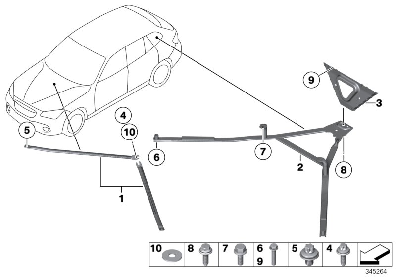 Элемент усиления кузова для BMW E84 X1 18i N46N (схема запчастей)