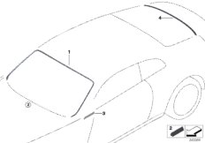 Остекление, дополнительные элементы для BMW RR6 Dawn N74R (схема запасных частей)