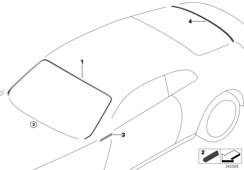 Остекление, дополнительные элементы для BMW RR6 Dawn N74R (схема запчастей)