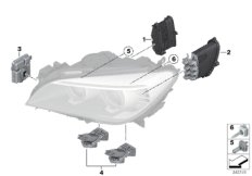 Детали ксеноновой фары / ALC для BMW F02N Hybrid 7L N55 (схема запасных частей)