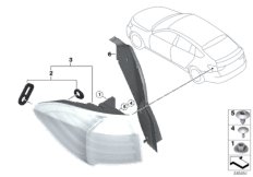 Блок задних фонарей на крыле для BMW F07N 550iX 4.0 N63N (схема запасных частей)
