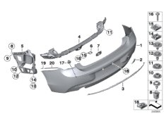 Облицовка Зд для BMW F21 118i N13 (схема запасных частей)