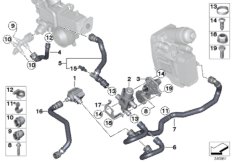 Сист.охлаждения-сист.рециркуляции ОГ для BMW F15 X5 25dX N47S1 (схема запасных частей)