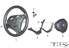 Спортивное рулевое колесо с НПБ кожа для BMW E71 X6 40dX N57S (схема запасных частей)