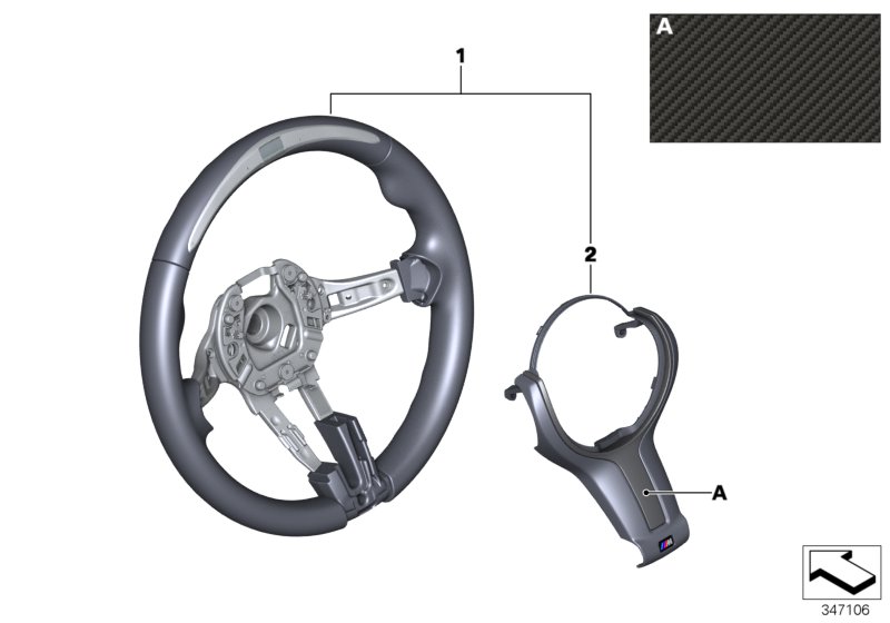 Рул.колесо M Performance II с дисплеем для BMW F23 225d B47 (схема запчастей)