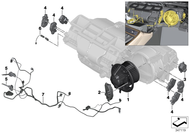 Электрические детали кондиционера для BMW I15 i8 B38X (схема запчастей)