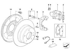 Датчик износа торм.накладки колеса Зд для BMW E38 750iLS M73N (схема запасных частей)