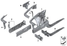 Колесная ниша/лонжерон для BMW MOSP M235i Racing N55 (схема запасных частей)