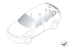 Остекление для BMW F15 X5 50iX 4.0 N63N (схема запасных частей)