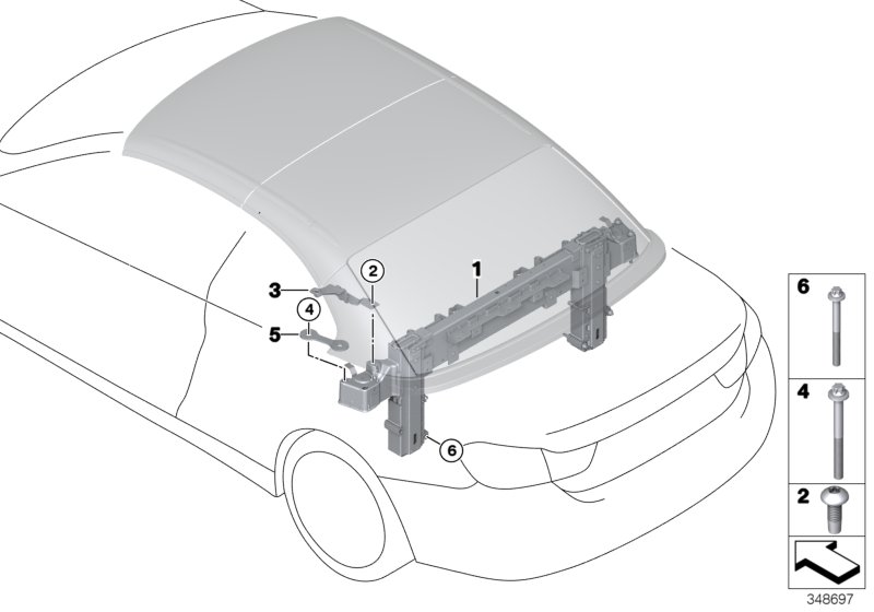 Система защиты при переворачивании для BMW F33 430iX B48 (схема запчастей)