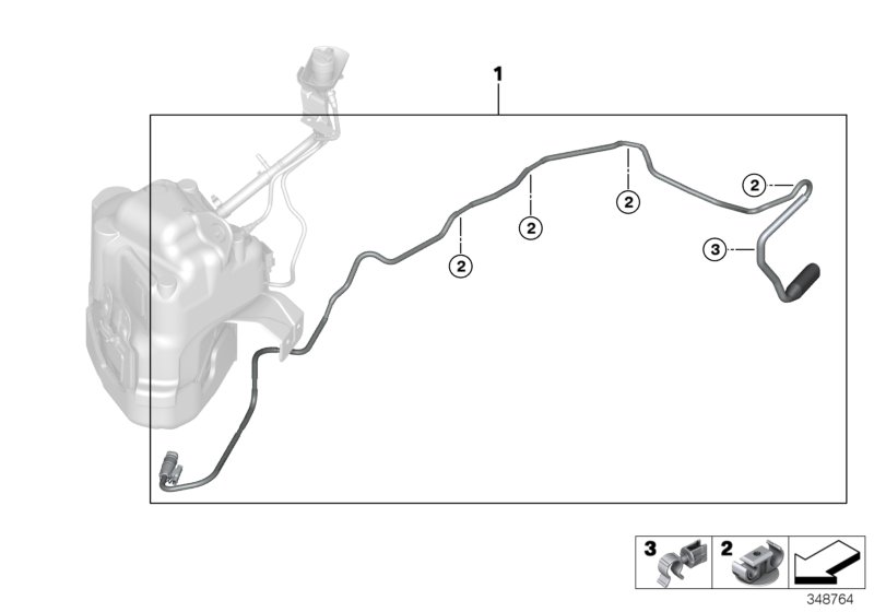 Дозировочный трубопровод SCR для BMW F15 X5 40dX N57Z (схема запчастей)