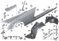 Переднее крыло/порог для BMW RR2N Drophead N73 (схема запасных частей)