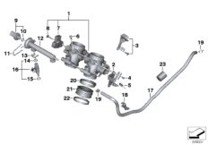 Корпус дроссельной заслонки для BMW K72 F 800 GS 08 (0219,0229) 0 (схема запасных частей)