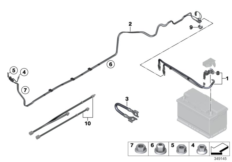 Провод батареи/кабель на массу для BMW MOSP M235i Racing N55 (схема запчастей)