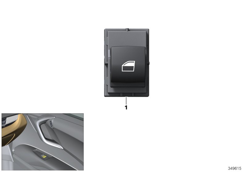 Выключатель стеклоподъемника стор.пасс. для BMW I12N i8 B38X (схема запчастей)