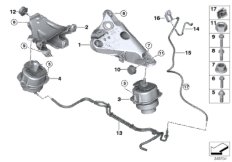 Подвеска двигателя для BMW F15 X5 M50dX N57X (схема запасных частей)