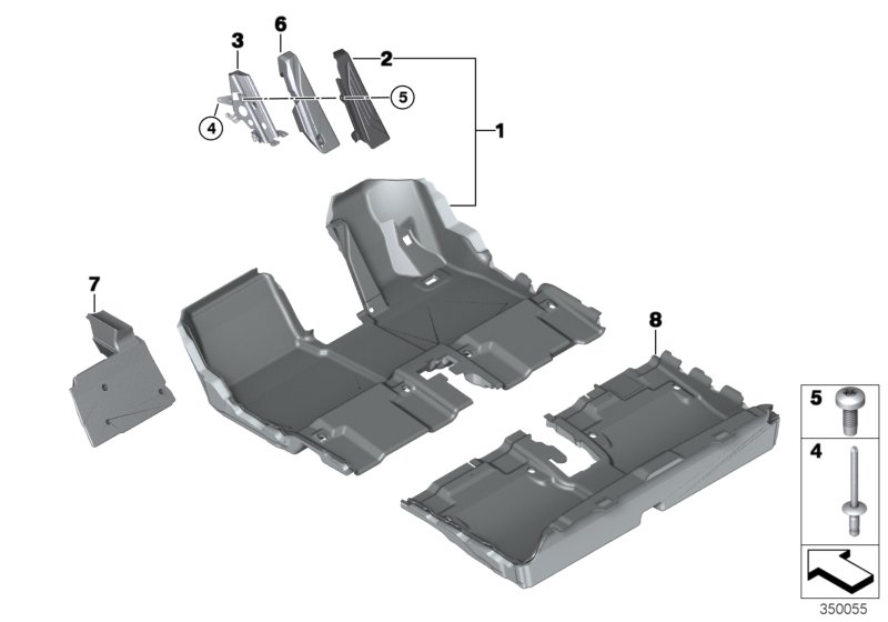 облицовка днища для BMW I01 i3 60Ah IB1 (схема запчастей)