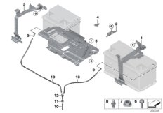 Крепление батареи и дополнит. элементы для BMW F15 X5 50iX 4.0 N63N (схема запасных частей)