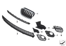 Облицовка M, декор.элементы Пд для BMW E70N X5 50iX N63 (схема запасных частей)