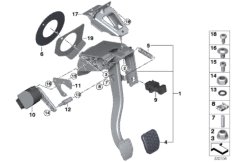Педальный механизм в сборе для BMW I12 i8 B38 (схема запасных частей)