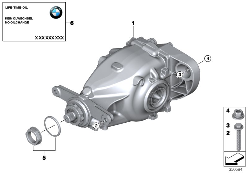 Редуктор заднего моста / крепление для BMW F15 X5 30dX N57N (схема запчастей)