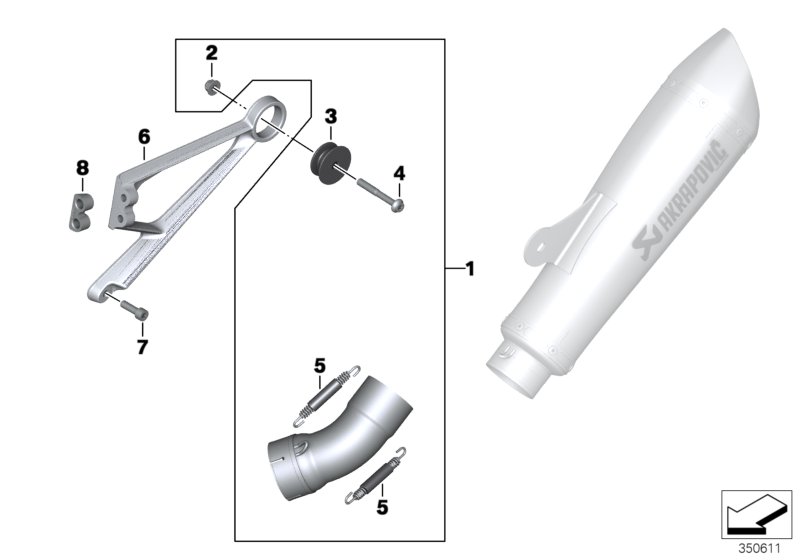 Доп.элементы спортивного глушителя Нж для BMW K21 R nineT (0A06, 0A16) 0 (схема запчастей)