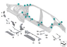 Детали из шумопогл.матер.в полост.боков. для BMW F16 X6 30dX N57N (схема запасных частей)