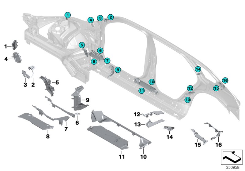 Детали из шумопогл.матер.в полост.боков. для BMW F15 X5 50iX 4.0 N63N (схема запчастей)