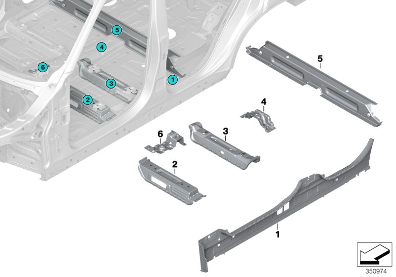 Нижние части Зд Внутр для BMW F15 X5 50iX 4.0 N63N (схема запчастей)