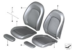 Набивка и обивка базового сиденья Пд для BMW F54N One B38B (схема запасных частей)