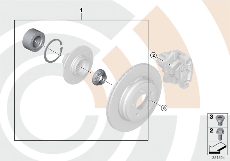 К-т подшипн.ступицы колеса Зд/Value Line для BMW E36 323i M52 (схема запчастей)