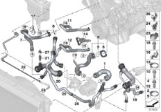 Шланги системы охлаждения для BMW E61N 525i N53 (схема запасных частей)