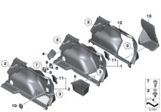 Обшивка багажного отделения П для BMW E84 X1 20iX N20 (схема запасных частей)