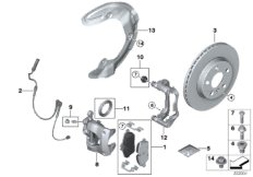 Тормозной механизм переднего колеса для BMW F46 216i B38 (схема запасных частей)