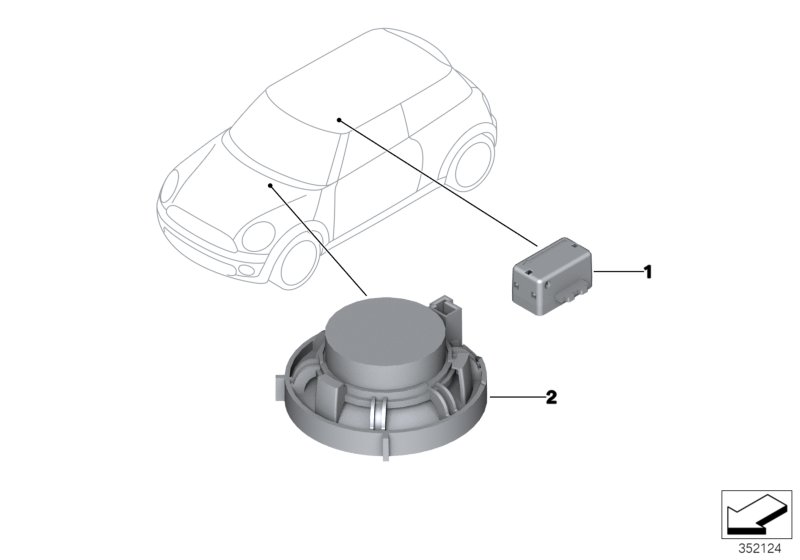 Детали устройства громкой связи для BMW F55 Cooper SD B47 (схема запчастей)