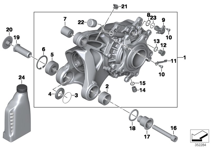 Угловой редуктор,Integral ABS,поколен.2 для MOTO K26 R 1200 RT 05 (0368,0388) 0 (схема запчастей)