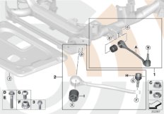 Ремкомплект тяги и попер.рычага подв. для BMW E83N X3 1.8d N47 (схема запасных частей)