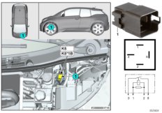Реле электровентилятора двигателя K5 для BMW I01 i3 94Ah Rex IB1 (схема запасных частей)