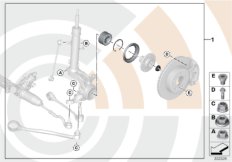 Рем.комплект ступицы переднего колеса для BMW E83 X3 2.5i M54 (схема запасных частей)