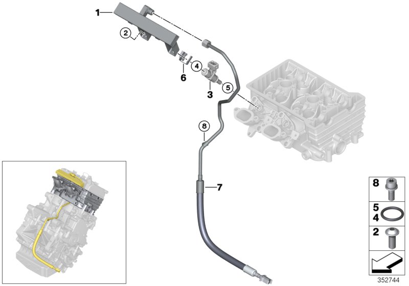 Система впрыска/форсунка для BMW I01N i3 120Ah Rex XB4 (схема запчастей)