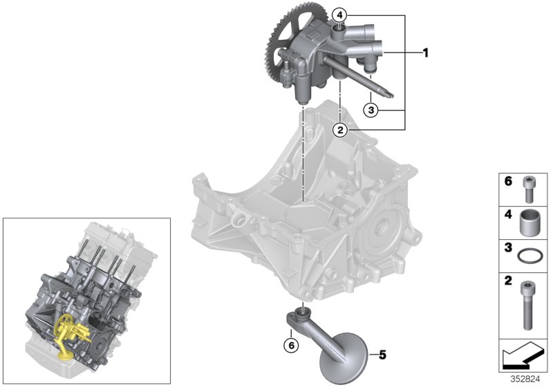 Смазочная система/масляный насос для BMW I01 i3 60Ah Rex IB1 (схема запчастей)