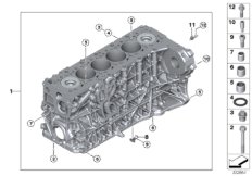 Блок-картер двигателя для BMW F15 X5 40dX N57Z (схема запасных частей)