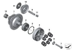 Механизм свободного хода генератора для BMW K48 K 1600 GTL 17 (0F02, 0F12) 0 (схема запасных частей)